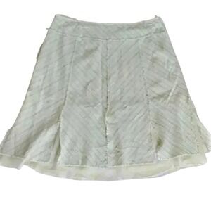 Grace Dane Lewis Lime Green White Tweed A-Line Skirt Frayed Raw Edge Size‎ 16